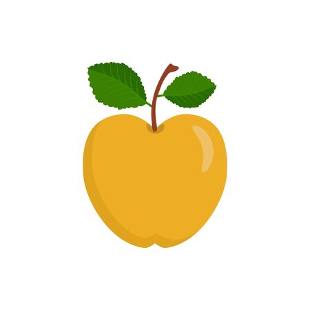 Color cartoon apple isolated on white background. Vector illustrationのイラスト素材