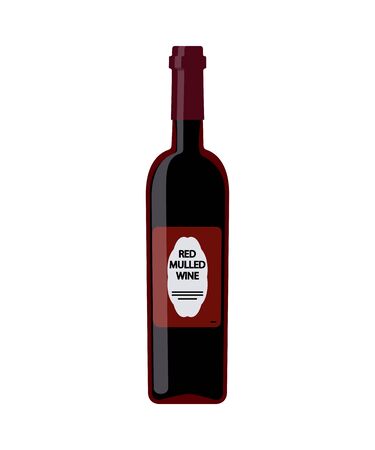 Mulled wine bottle isolated on white background. Vector illustrationのイラスト素材