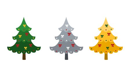 Christmas. Set of Christmas trees with festive decoration. Vector illustrationのイラスト素材