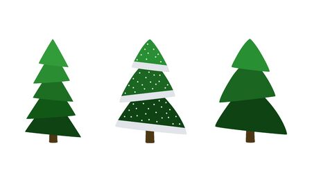Christmas. Set of Christmas trees with festive decoration. Vector illustrationのイラスト素材