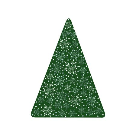 Christmas tree decorated with snowflakes. Isolated on white background. Vector illustrationのイラスト素材