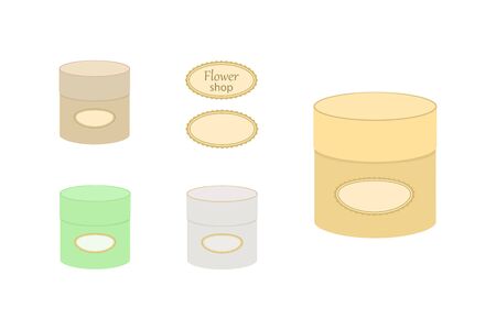 Package. Set of packing round boxes for flowers. Vector illustrationのイラスト素材