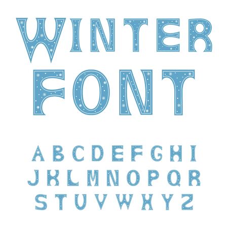 Alphabet letters. Font for winter alphabet decorated with snowflakes. Vector illustrationのイラスト素材