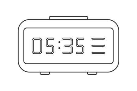 Digital watches. Line art of electronic alarm clock on white background. Vector illustrationのイラスト素材