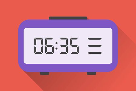 Digital watches. Icon of electronic alarm clock with shadow. Vector illustrationのイラスト素材