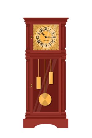 Grandfather Clock. Realistic clock isolated on white background. Vector illustrationのイラスト素材