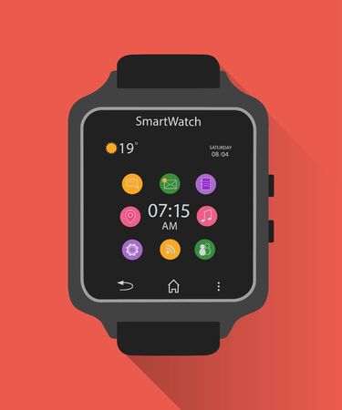 Smart watch icon with shadow on grey background Vector illustrationのイラスト素材