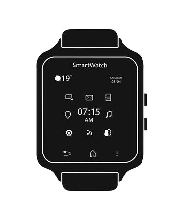 Smart watch silhouette isolated on white background. Vector illustrationのイラスト素材