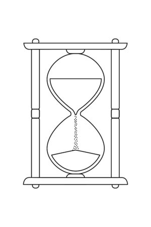 Clock. Sandglass in style line art isolated on white background. Vector illustrationのイラスト素材