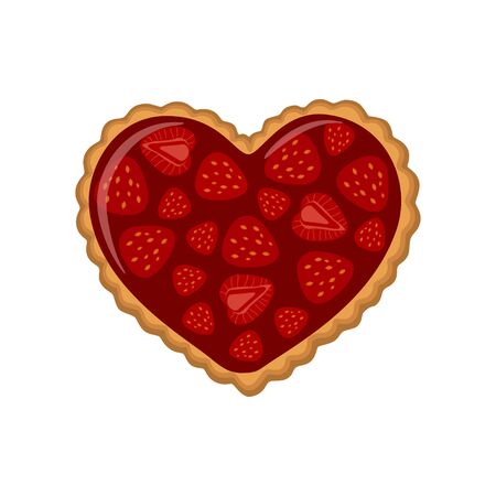 Cookie for Valentines day with strawberry jam isolated on white background. Vector illustrationのイラスト素材