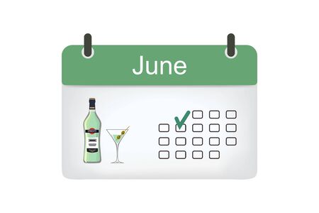 Calendar icon June with pattern isolated on white background. Vector illustrationのイラスト素材