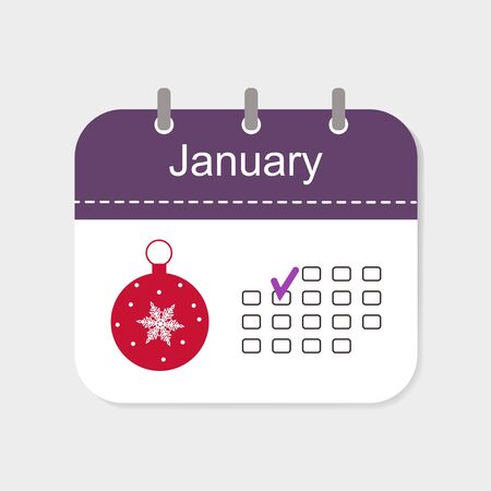 Calendar icon January with pattern isolated on white background. Vector illustrationのイラスト素材