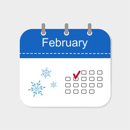 Calendar icon February with pattern isolated on white background. Vector illustrationのイラスト素材
