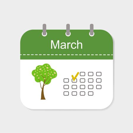 Calendar icon March with pattern isolated on white background. Vector illustrationのイラスト素材