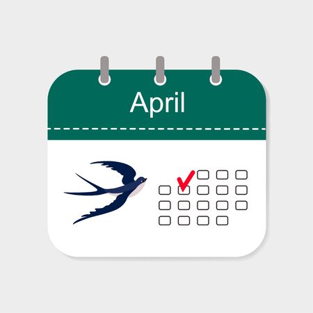 Calendar icon April with pattern isolated on white background. Vector illustrationのイラスト素材