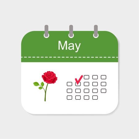 Calendar icon May with pattern isolated on white background. Vector illustrationのイラスト素材