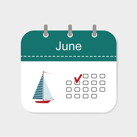 Calendar icon June with pattern isolated on white background. Vector illustrationのイラスト素材