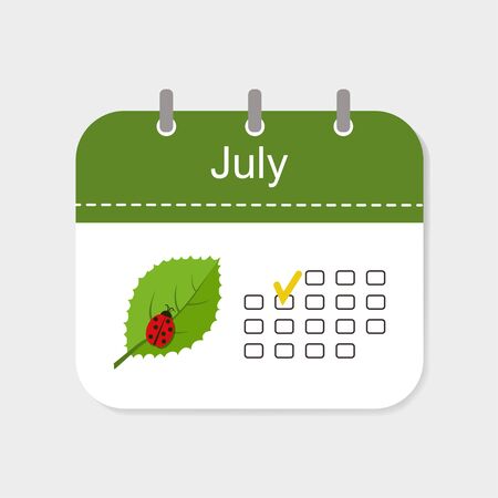 Calendar icon July with pattern isolated on white background. Vector illustrationのイラスト素材