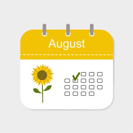 Calendar icon August with pattern isolated on white background. Vector illustrationのイラスト素材