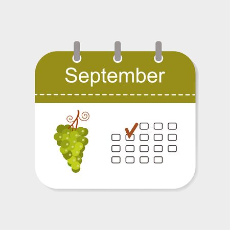 Calendar icon September with pattern isolated on white background. Vector illustrationのイラスト素材
