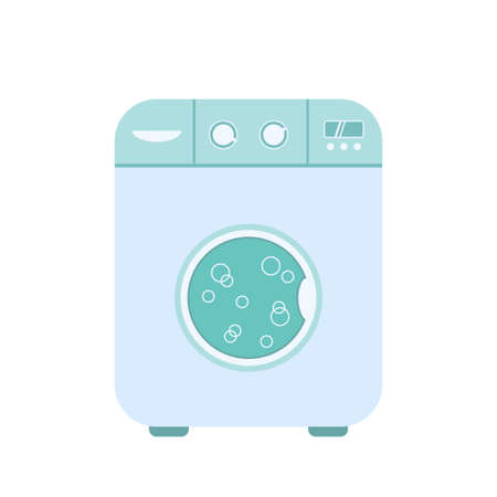 Washing machine in cartoon style isolated on whiteのイラスト素材