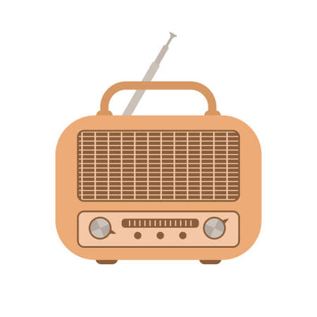 Rerto radio in cartoon style isolated on white background. Vector illustrationのイラスト素材