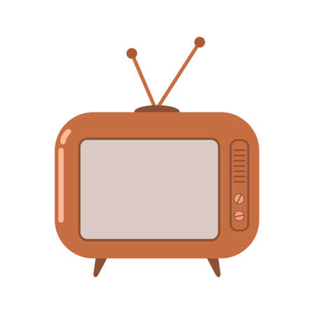 Retro TV set in cartoon style isolated on white background. Vector illustrationのイラスト素材
