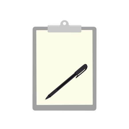 Writing pad with pen isolated on white background. Cartoon flat style. Vector illustrationのイラスト素材