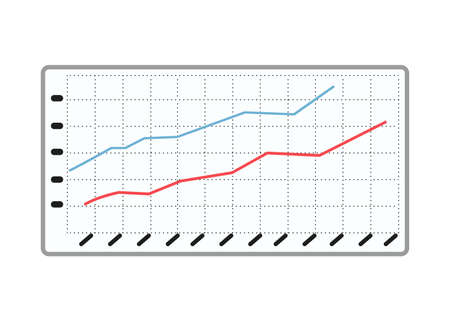 Growth chart isolated on white background. Vector illustration. Flat cartoon styleのイラスト素材