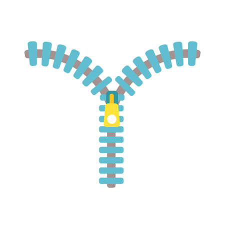 Open zipper isolated on white background. Vector illustration. Cartoon flat styleのイラスト素材