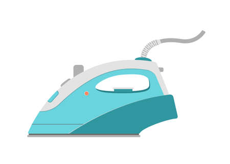 Electric steam iron isolated on white background. Cartoon flat style. Vector illustrationのイラスト素材