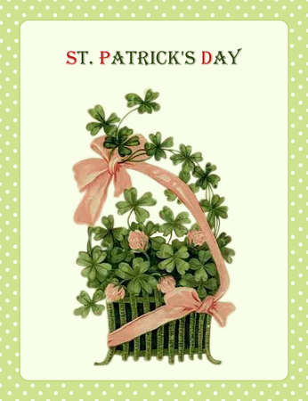 St. Patrick's Day. vintage postcard. cartoon style illustrationの写真素材
