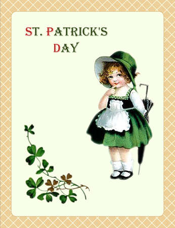 St. Patrick's Day. vintage postcard. cartoon style illustrationの写真素材