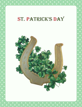 St. Patrick's Day. vintage postcard. cartoon style illustrationの写真素材