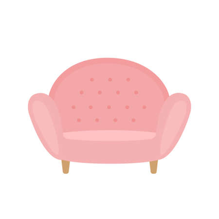 home interior concept. Cozy pink soft armchair isolated on white backgroundのイラスト素材