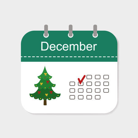 Calendar icon with pattern. December. Icon concept. cartoon flat styleの写真素材