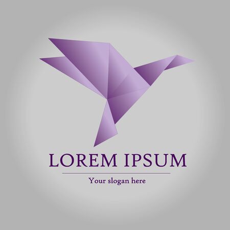 Purple origami bird like a logo for companyのイラスト素材