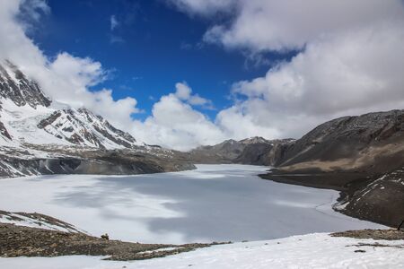 mountains and white clouds and blue skyの写真素材