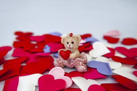 Valentine's Day. Hearts and Bears in Loveの写真素材