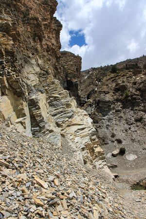 Rocky terrain, mountains of nepal, cliffsの写真素材