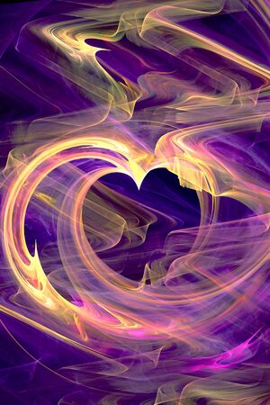 Abstract fractal pattern in the form of a heart on a dark background and is suitable for use in projects of imagination, creativity and design. Wallpapers and postcardsの写真素材