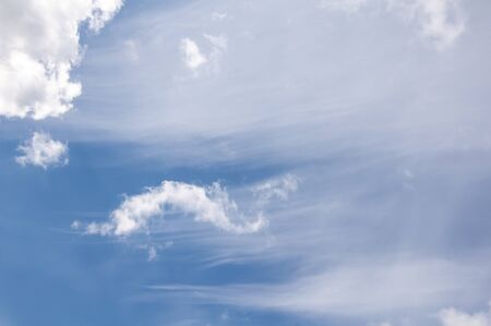 White clouds on a blue sky. Beautiful natural background