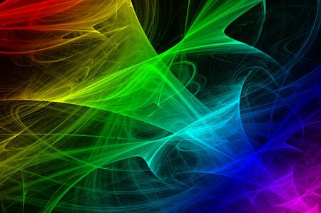 Abstract background neon lines and curls on a dark background. Fractal pattern for creativity and design.の写真素材