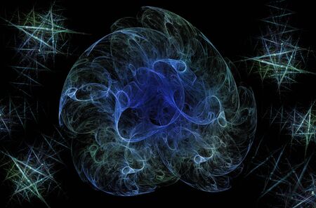 Abstract beautiful space background with comets and stars.  Fractal pattern for creativity and design. Use monitor desktopの写真素材