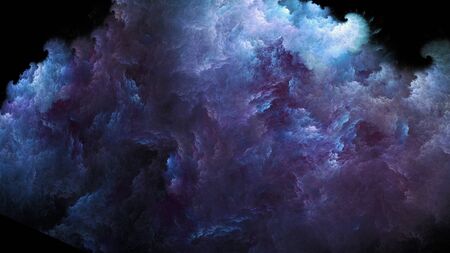 Abstract pink and blue beautiful fractal background in the form of clouds and feathers and is suitable for use in projects of imagination, creativity and design.の写真素材
