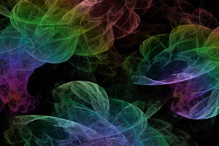 Abstract neon fractal pattern in the form of smoke on a dark background and is suitable for use in projects of imagination, creativity and design. Great for cell phone wall paperの写真素材