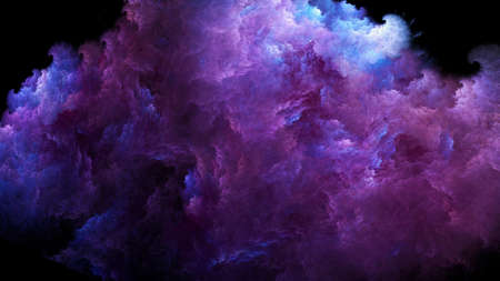 Abstract pink and blue beautiful fractal background in the form of clouds and feathers and is...