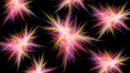 Abstract background neon blue stars and radiance on a dark background. Fractal pattern for creativity and design.の写真素材