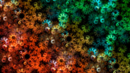 Abstract multicolored background of flowers. Fractal pattern for creativity and design.の写真素材