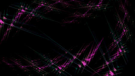 Abstract fractal neon illustration of glow pink and green rays. Used for design and creativity, for screensavers.の写真素材